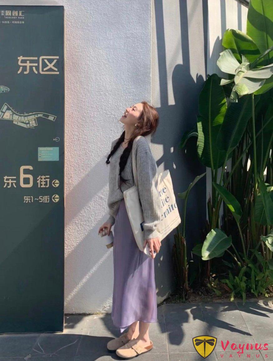紫色半裙穿搭灵感