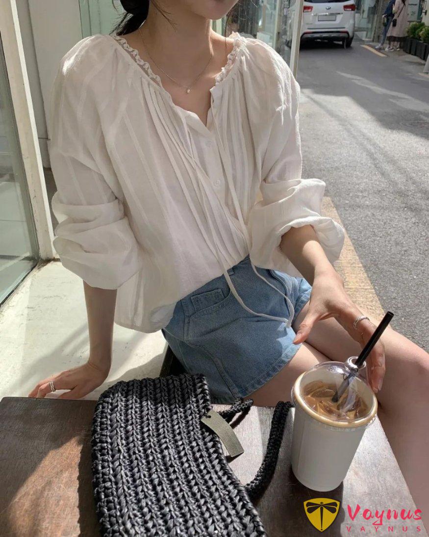 超好看的小衫+牛仔短裤