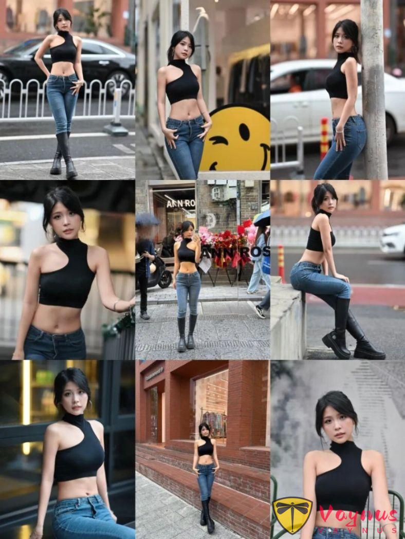 9个牛仔裤街拍姿势，普通人也能穿出超模感，显高显瘦显身材