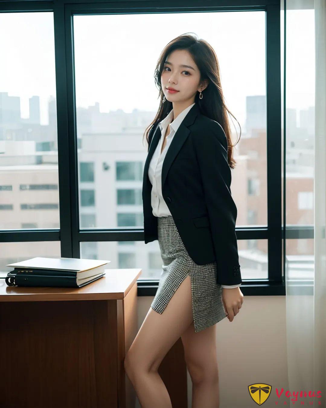 AI风格韩国女神！办公室御姐风，黑S大长腿，真的太绝了