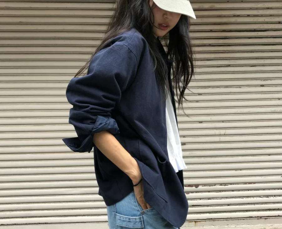 超好看的藏蓝色外套