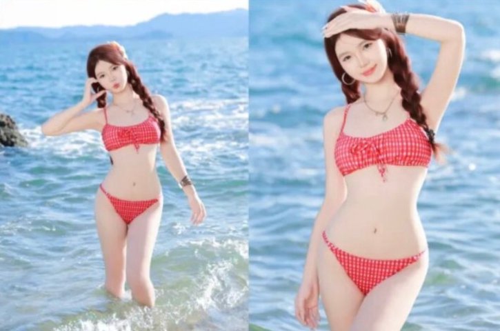 海边穿比基尼拍照，9个万能姿势，元气又可爱，拍出满屏少女感