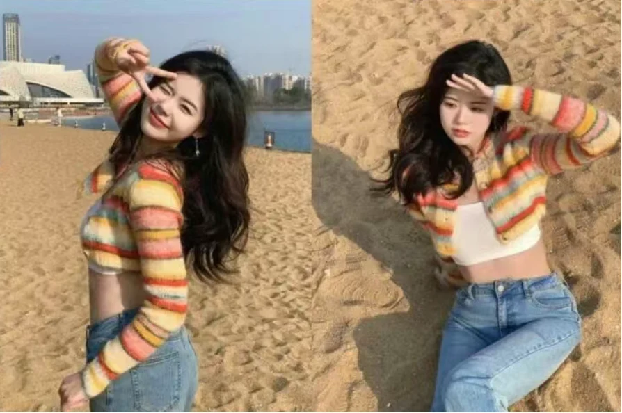 沙滩元气甜妹写真,9个定制姿势拍出阳光活力感