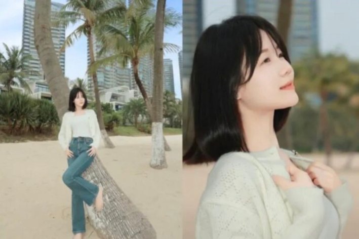 海边牛仔裤拍照,9个姿势动作,温柔气质狠狠拿捏,显高又显瘦