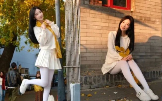 深秋百褶少女,9個拍照姿勢,甜美乖巧又減齡,軟糯清新超顯白