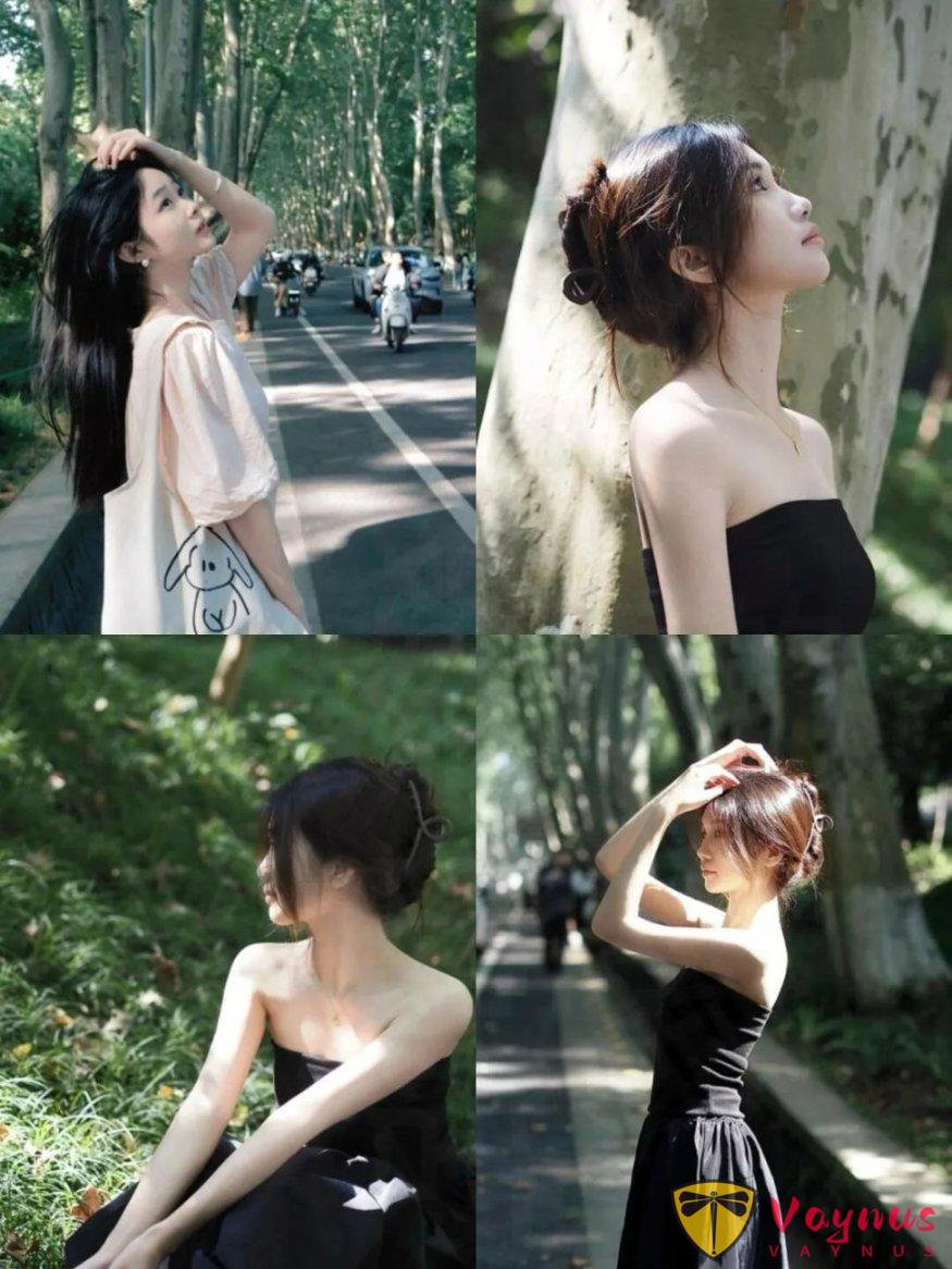小白裙和陽光太配了，這組拍法讓你從背影美到正臉