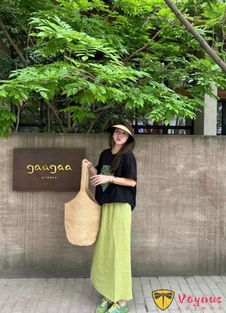亚麻半裙穿搭灵感