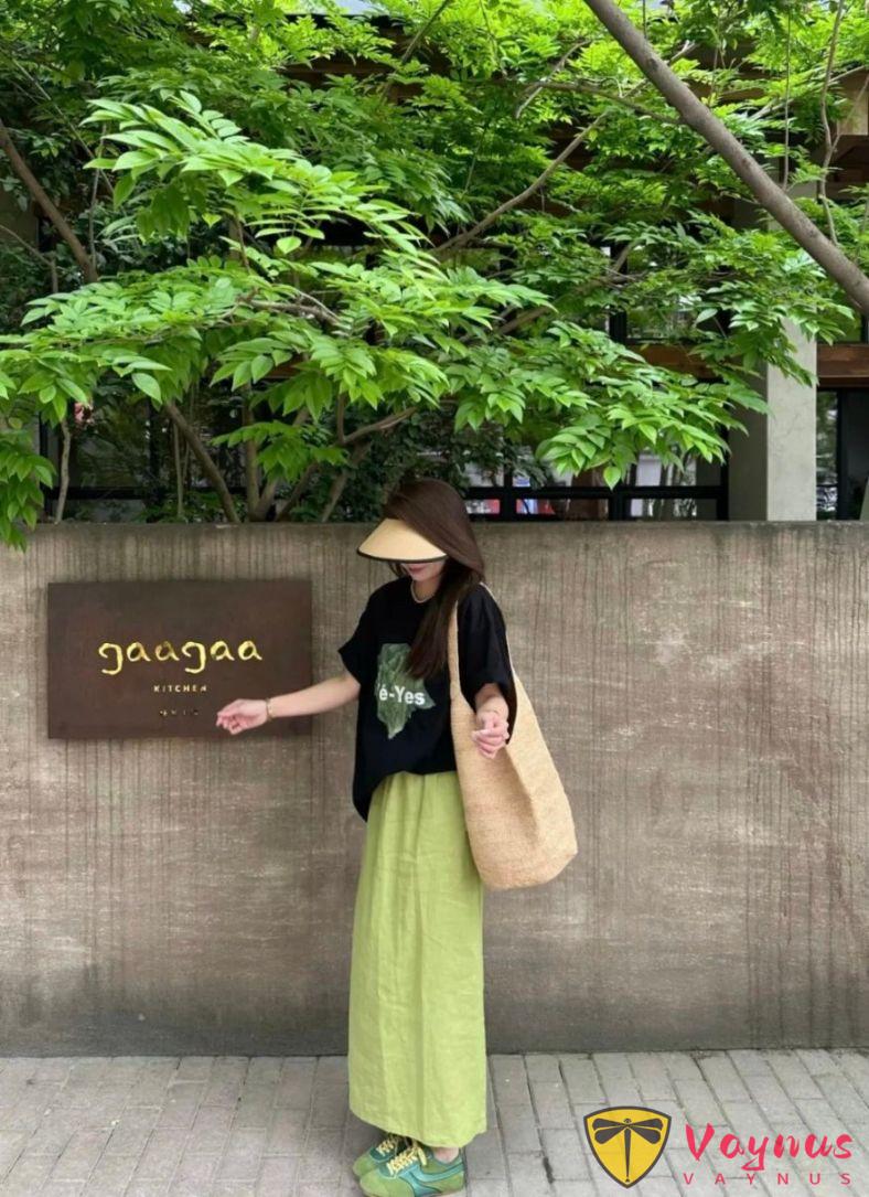 亚麻半裙穿搭灵感