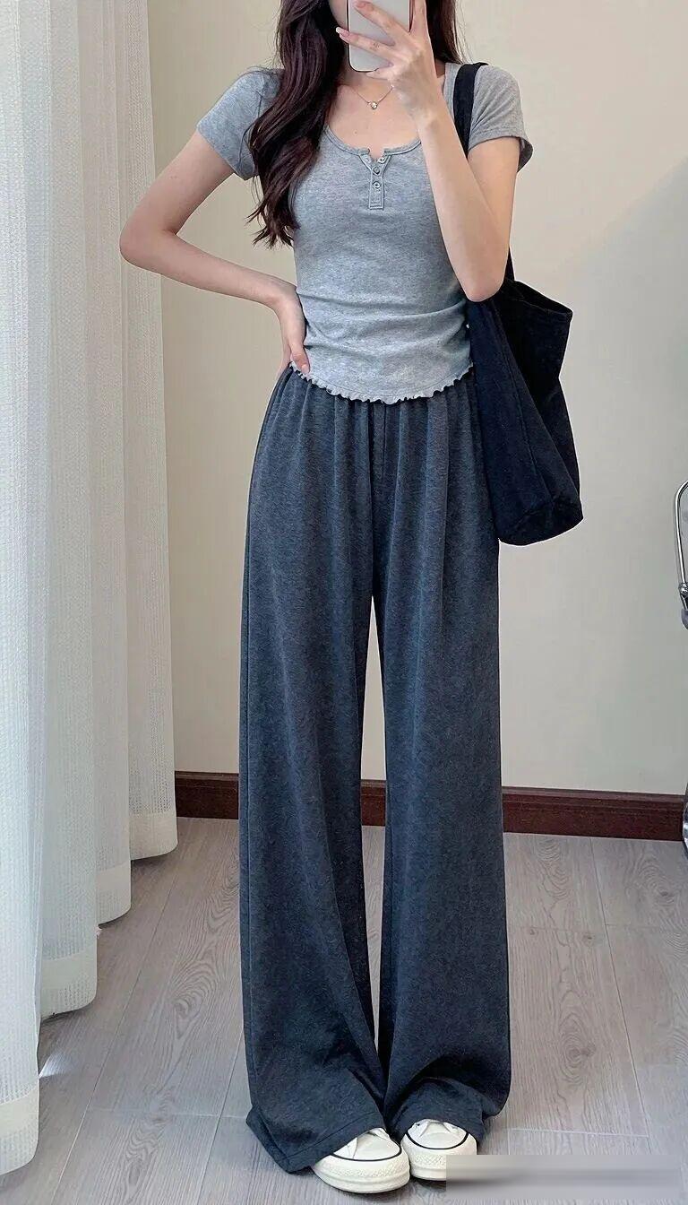 小個子和大碼女生都愛的闊腿褲,怎麼穿都舒服,百搭不挑身材