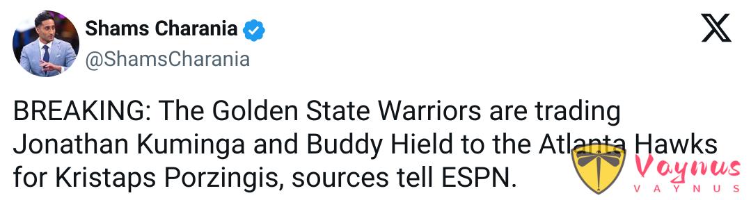 突发！勇士连做两笔交易！2换1换来波津！送走TJD补选秀权