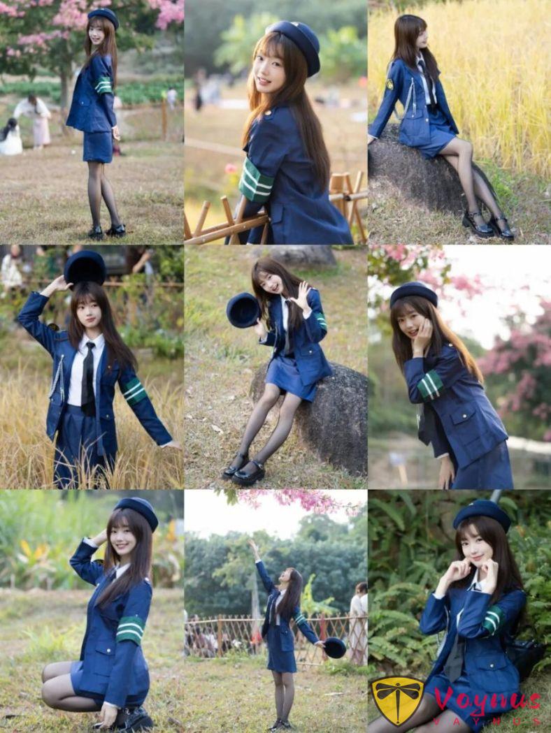 黑絲制服，9個拍照姿勢，又甜又辣顯腿長，拿捏純欲氛圍天花板