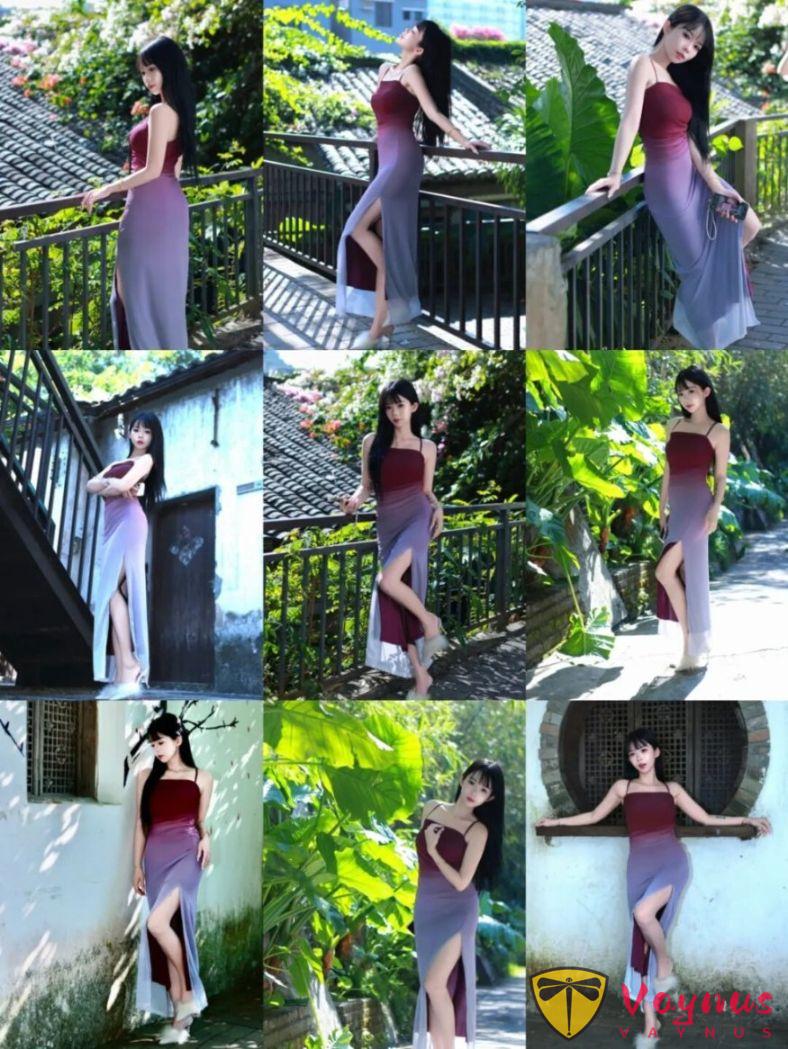 9個開叉長裙拍照姿勢,優雅貴氣顯身材,嫵媚撩人又有韻味