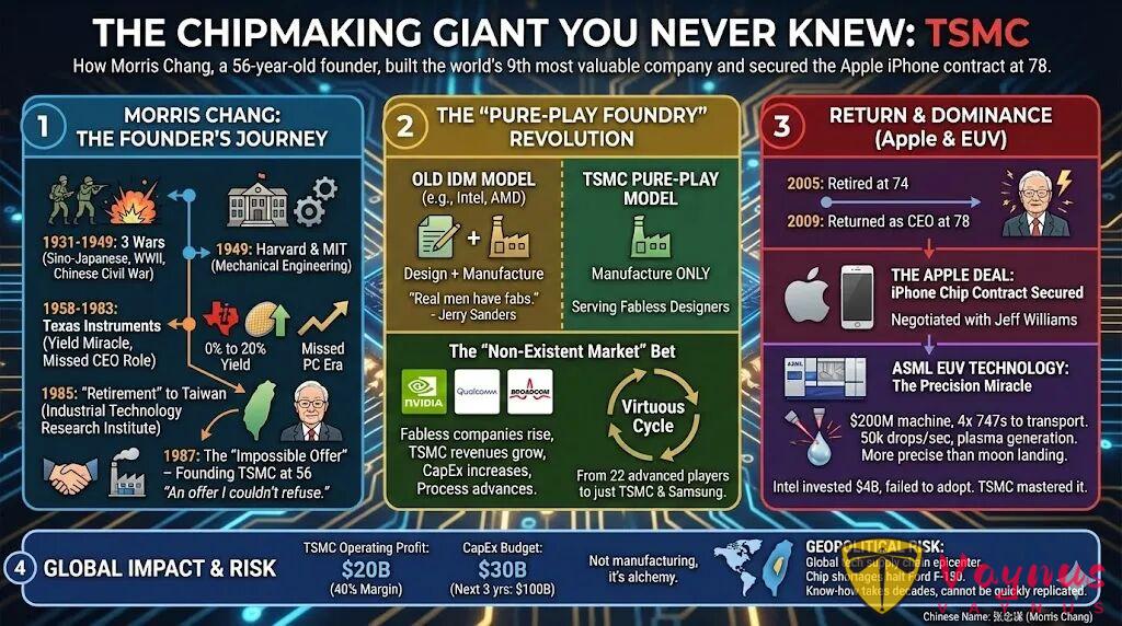 56岁创业、零股权起步、78岁重返CEO：张忠谋的三段人生