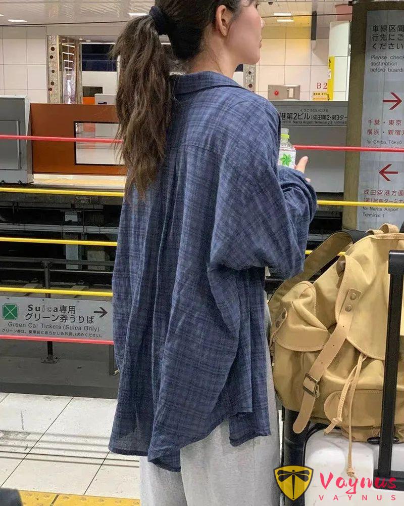 超火的蓝色格子衬衫穿搭