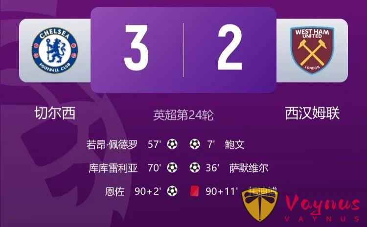 恩佐绝杀，切尔西3-2逆转西汉姆联！