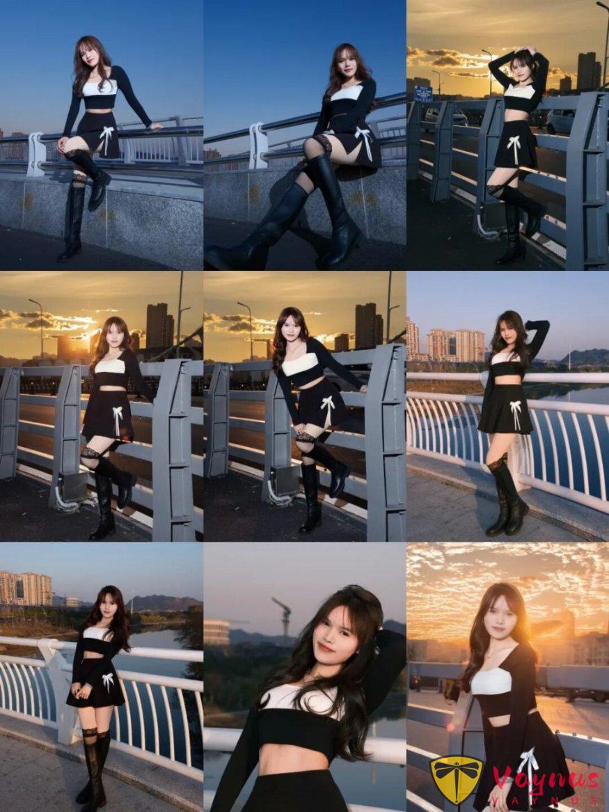 蓝调时刻！9个拍照姿势，黑白穿搭高级又耐看，在这个冬天美翻了