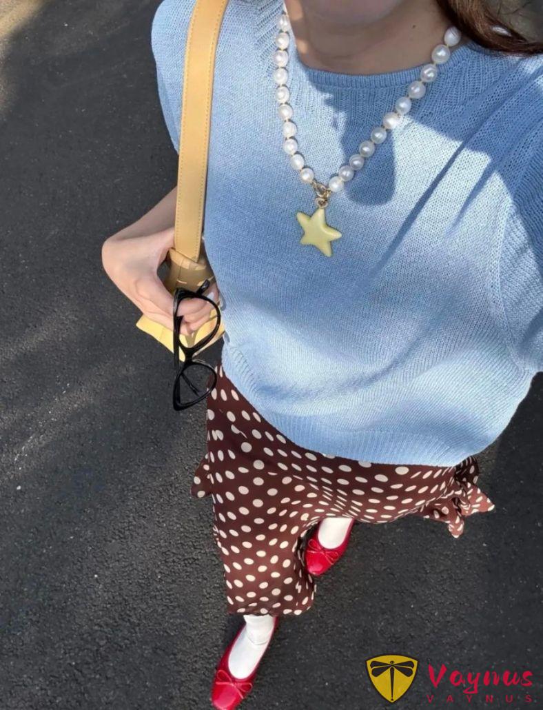 复古波点半裙的穿搭灵感
