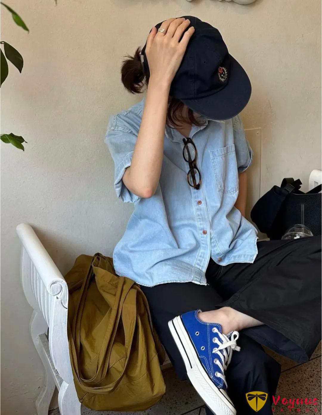 短袖牛仔衬衫的好看穿搭