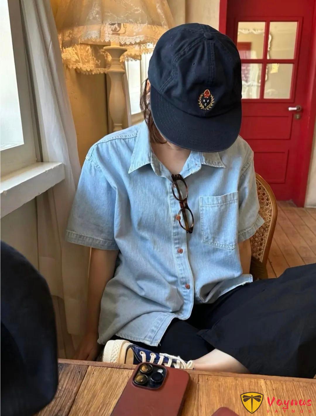 短袖牛仔衬衫的好看穿搭