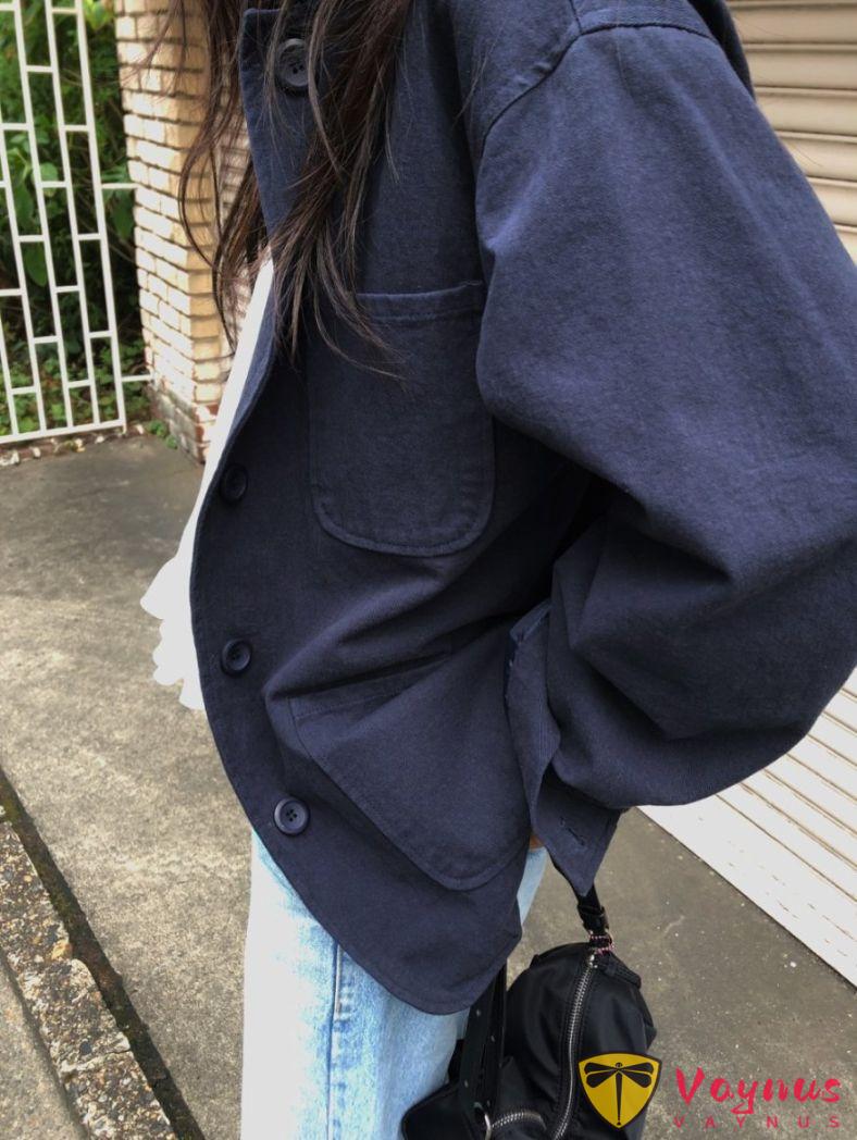 超好看的藏蓝色外套