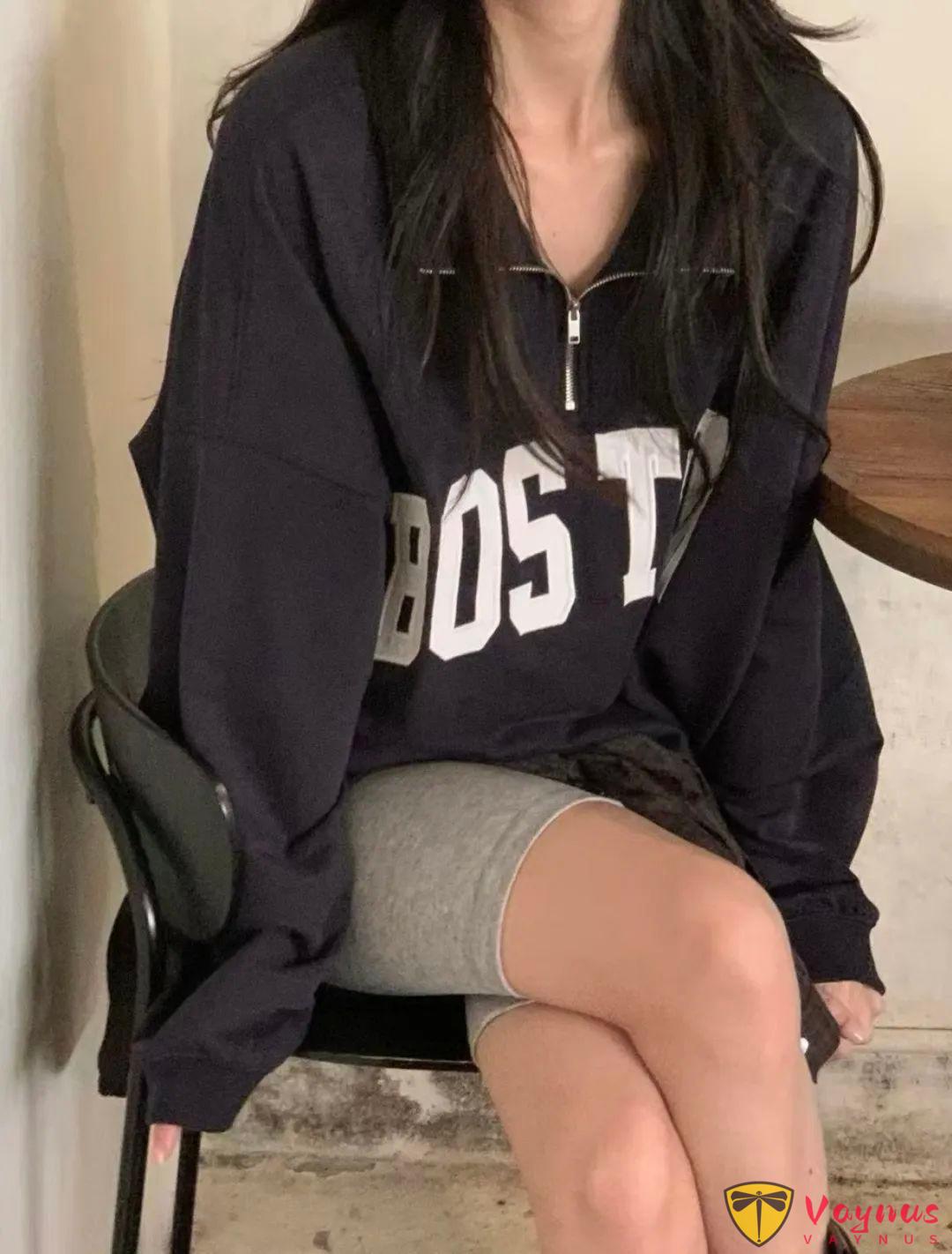 藏藍色衛衣的早秋穿搭
