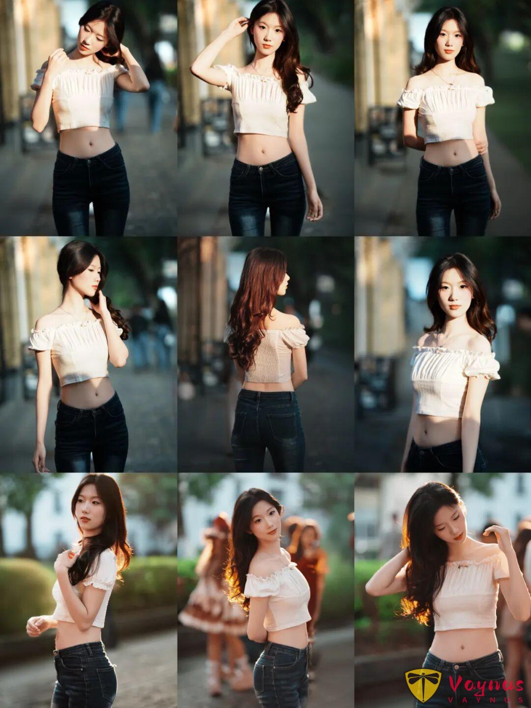 街拍牛仔風，9個溫柔少女姿勢，治癒甜美顯臉小，簡約乾淨顯氣質