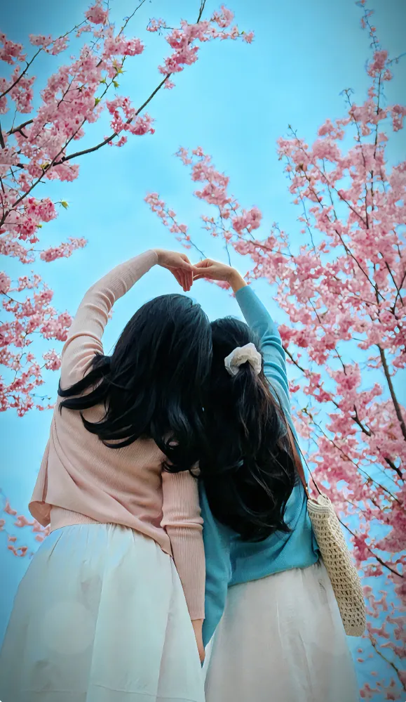 和姐妹看樱花这样拍！连空气都是甜的，不露脸也美到犯规！
