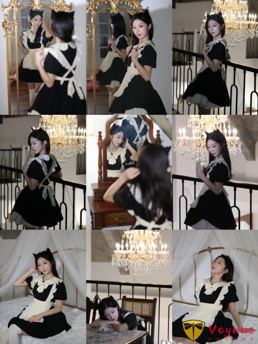 女仆装这样拍也太美了,9个氛围感姿势,又甜又乖,谁看谁迷糊