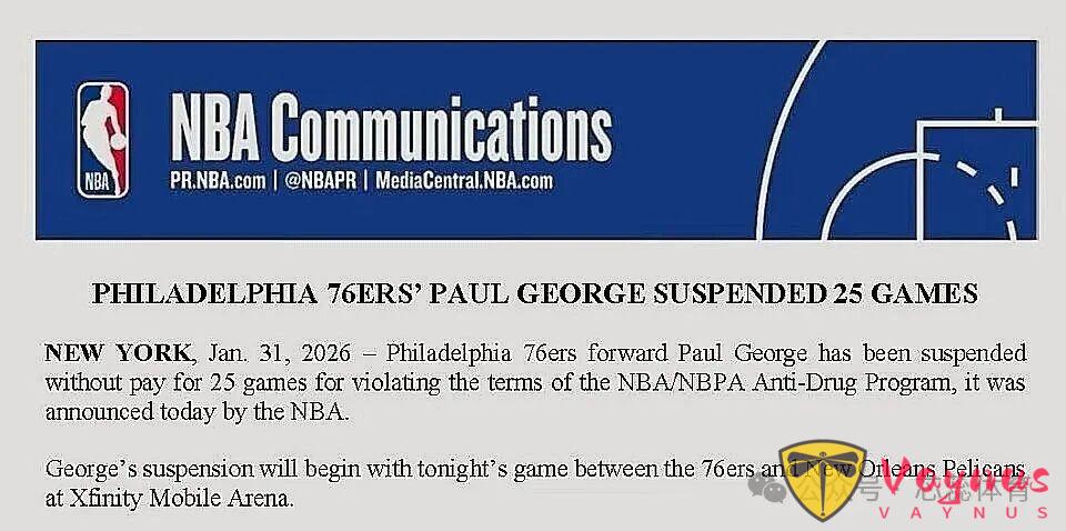 惊天大瓜！保罗·乔治（paul george）25场禁赛，76人直接散伙？心理治疗竟成禁药借口？