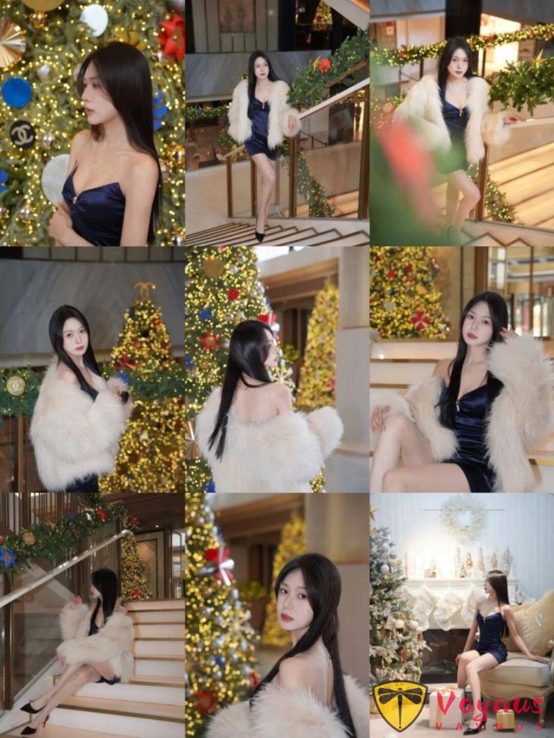 9个圣诞树拍照姿势,性感自信显身材,一眼沦陷的清冷御姐气场