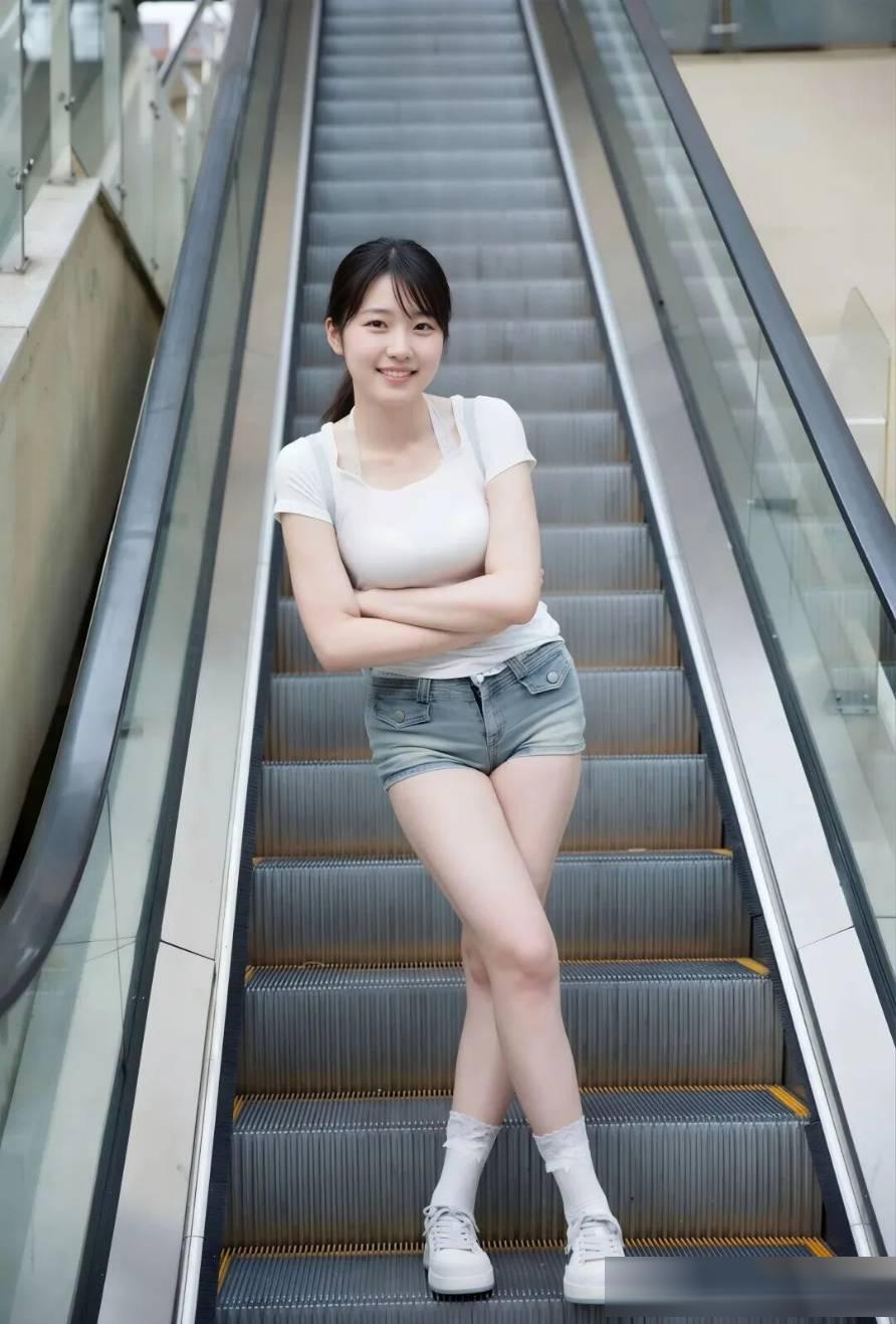 誰懂啊,商場扶梯這樣拍照,她真的好甜!誰拍誰好看