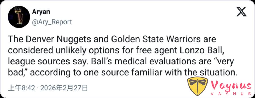 勇士沒興趣!朗佐鮑爾體檢結果曝光!徹底無球可打