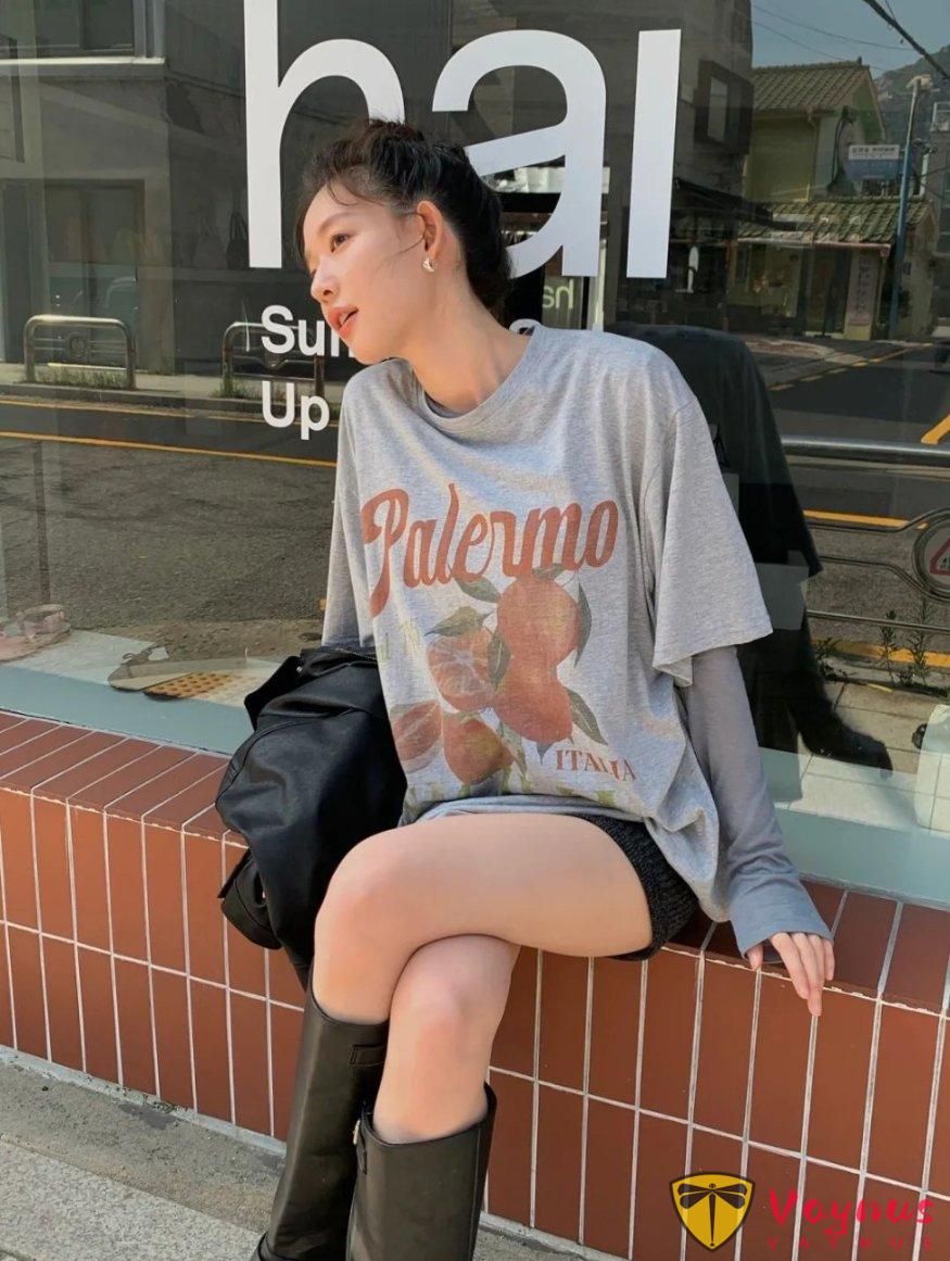 ins大版T恤穿搭