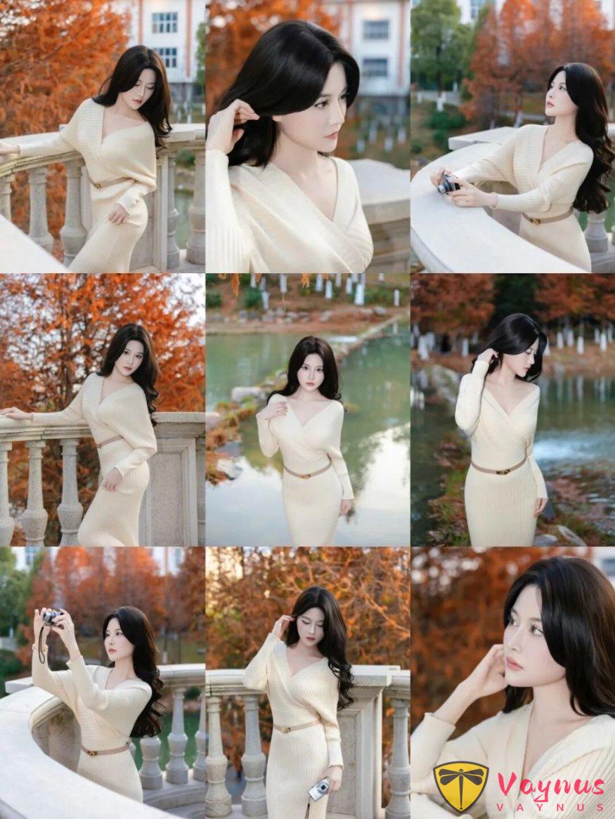 9个温柔针织裙拍照姿势，显瘦遮肉又有气质，路人也能拍出女神感