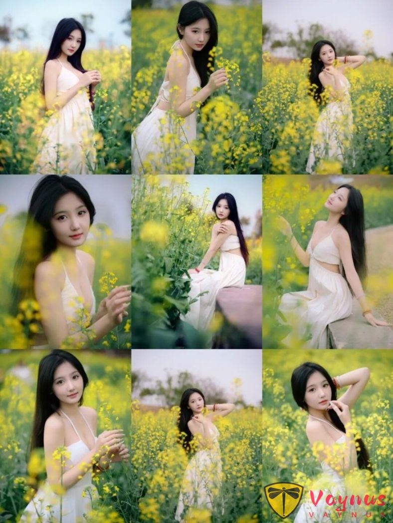 油菜花田怎麼拍?9個動作簡單易學,清新溫柔超治癒,盡顯曼妙身姿