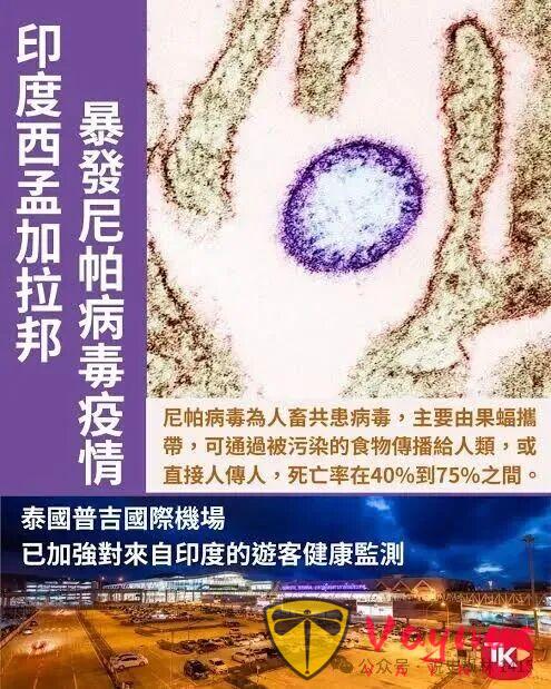印度现立百病毒疫情 泰国机场加强疾控筛查