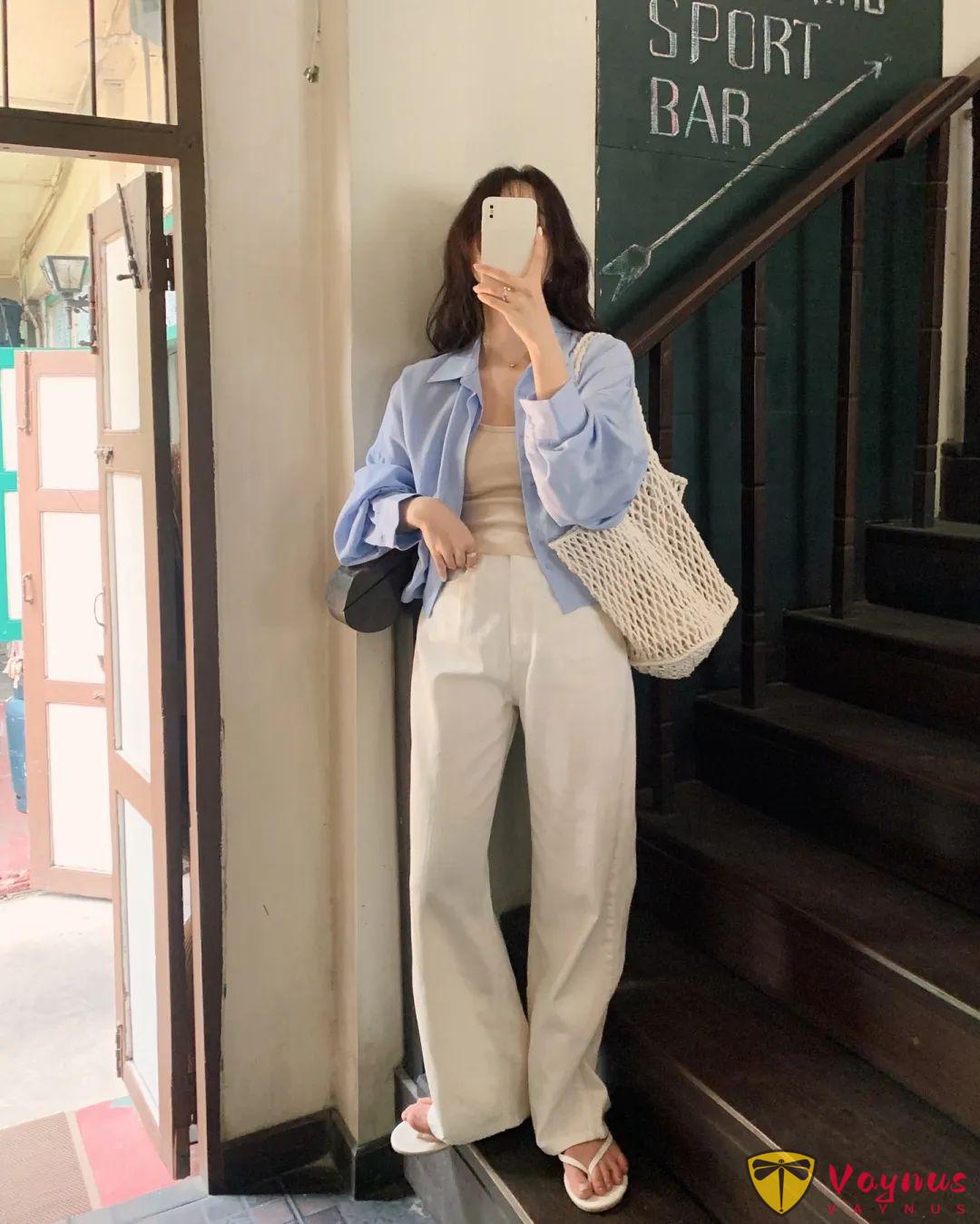 短款亚麻衬衫怎么搭