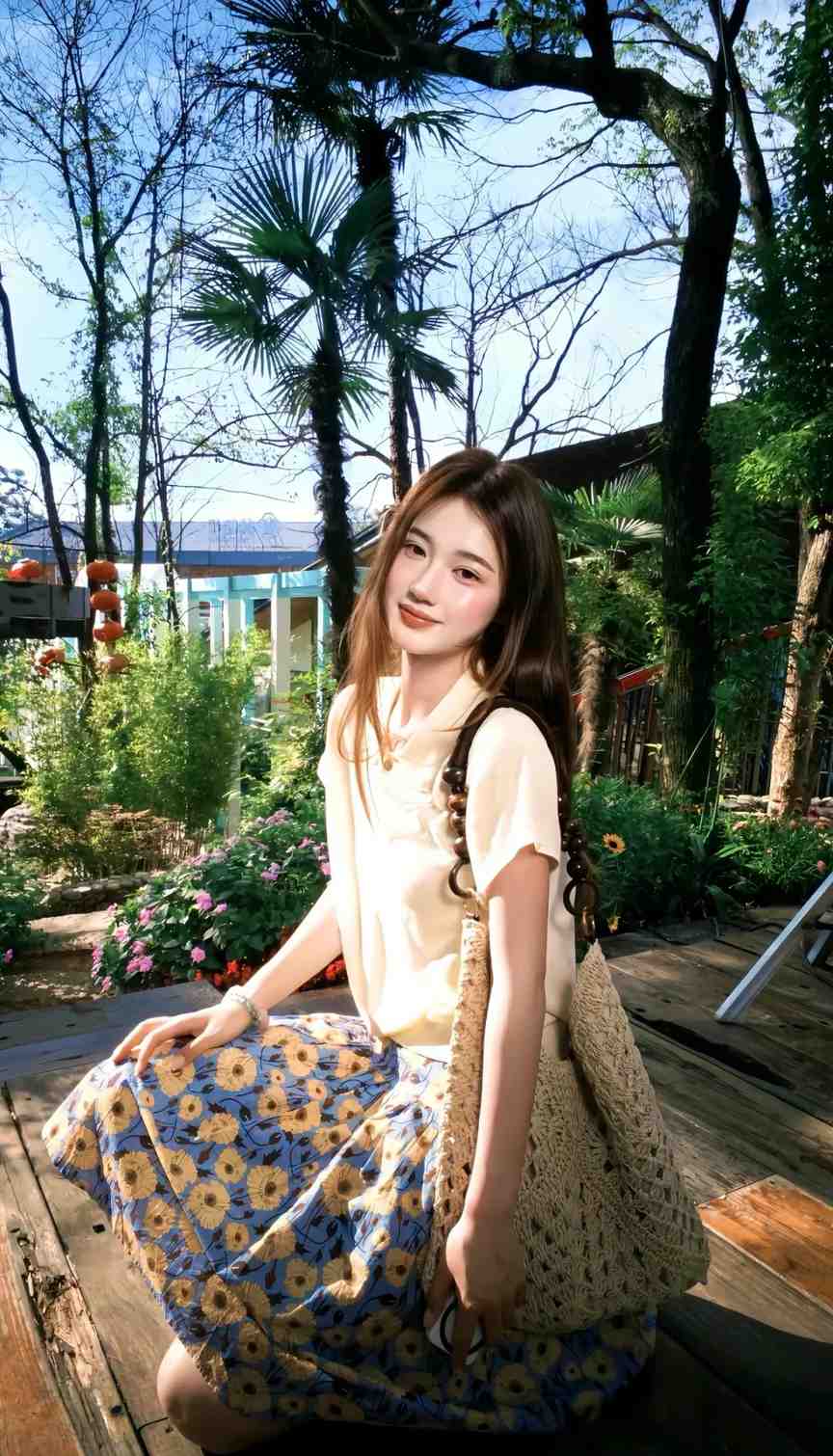 夏日户外拍照的6个简单姿势：树下、木栈道与草地场景